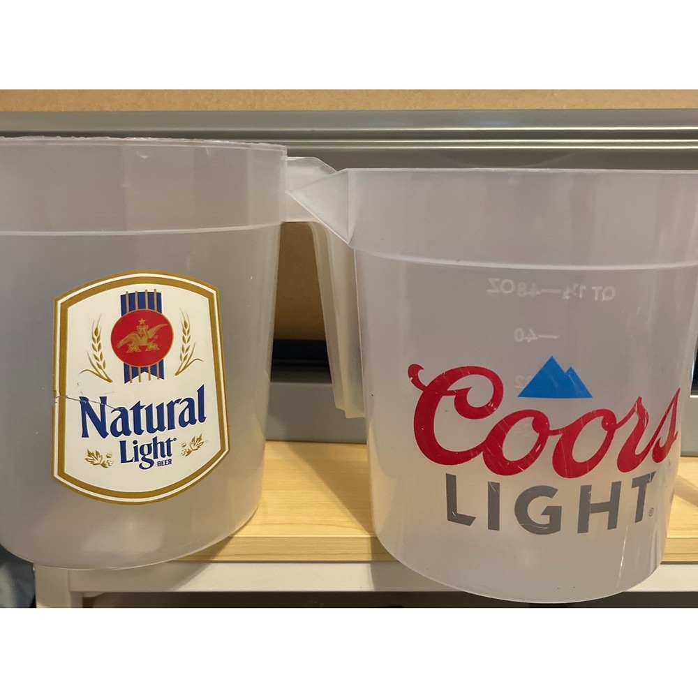 Vintage Coors Light and Natural Light Plastic Beer Pitchers Set of 2 Barware
